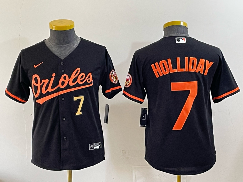 Youth 2025 Baltimore Orioles #7 Holliday black Nike MLB Jersey 003